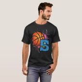 5th Birthday Basketball 5 Year Old Bday Sports Boy T-shirt (Voorkant volledig)