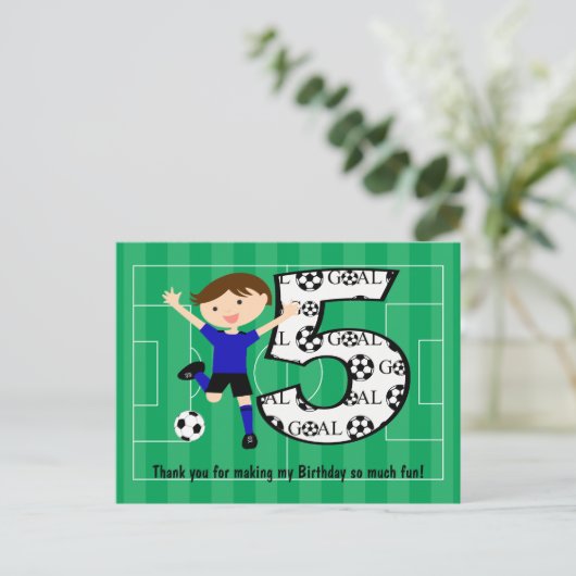 5th Birthday Blue en Black Soccer Goal Briefkaart (Staand voorkant)