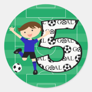 5th Birthday Blue en Black Soccer Goal Stickers