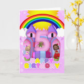 5th Birthday Bouncy Castle Wenskaart voor meisjes Kaart (Gele Bloem)