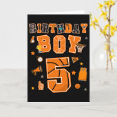 5th Birthday Boy 5 Yr Sketll Party Five Years Old  Kaart (Gele Bloem)