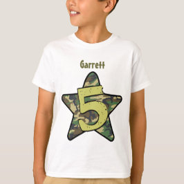 5th Birthday Boy Camo Douane Naam met STAR V01C T-shirt