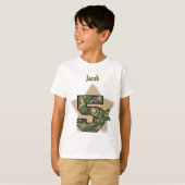 5th Birthday Boy Camo Douane Naam met STARS V02 T-shirt (Voorkant volledig)
