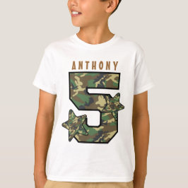 5th Birthday Boy Camo en Stars Custom Name V01E T-shirt