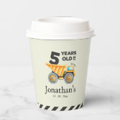 5th birthday boy construction theme papieren bekers (Achterkant)