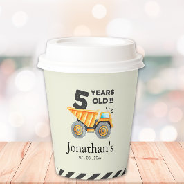 5th birthday boy construction theme papieren bekers