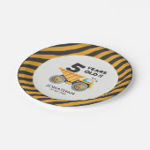 5th birthday boy construction theme papieren bordje (Gekanteld)