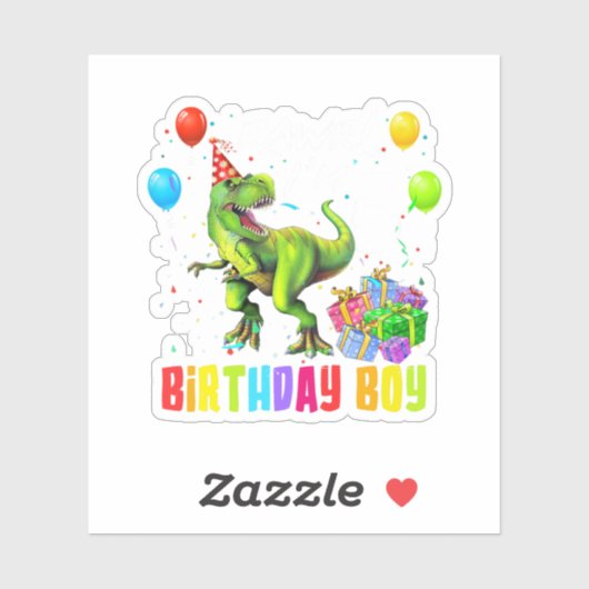 5Th Birthday Boy Dinosaur T Rex Sticker (Vel)