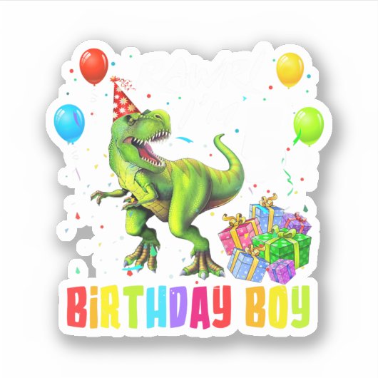 5Th Birthday Boy Dinosaur T Rex Sticker (Voorkant)