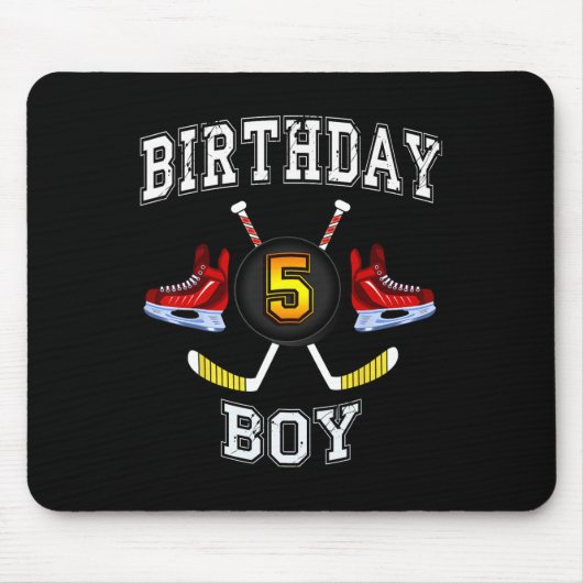 5th Birthday Boy - IJshockey 5 jaar oud kind Muismat (Voorkant)