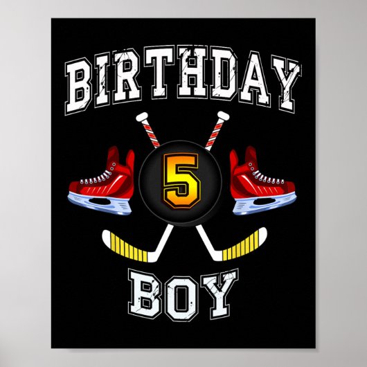 5th Birthday Boy - IJshockey 5 jaar oud kind Poster (Voorkant)