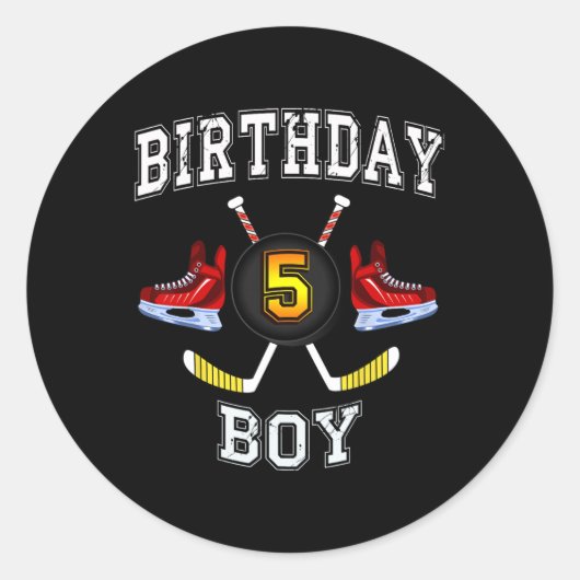 5th Birthday Boy - IJshockey 5 jaar oud kind Ronde Sticker (Voorkant)
