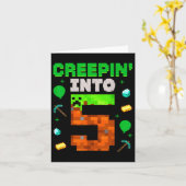 5th Birthday Gamer Pixel Creepin' Into 5 Videogame Kaart (Gele Bloem)