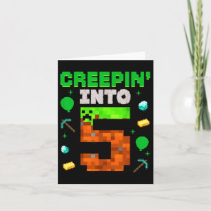 5th Birthday Gamer Pixel Creepin' Into 5 Videogame Kaart