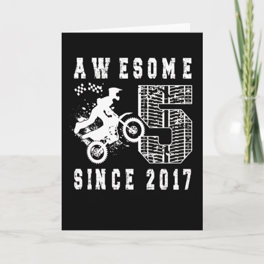 5th Birthday Gift Dirt Bike Boy Born in 2017 Kaart (Voorkant)