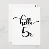 5th Birthday Girls Hello Five Cute 5 Years Old Kid Briefkaart (Voorkant / Achterkant)