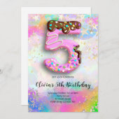 5th Birthday Girls Invitation Kaart (Voorkant / Achterkant)