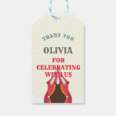 5TH Birthday Party Circus THEMA DANK U Cadeaulabel (Achterkant)