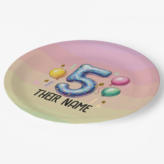 5th birthday party no theme papieren bordje (Gekanteld)