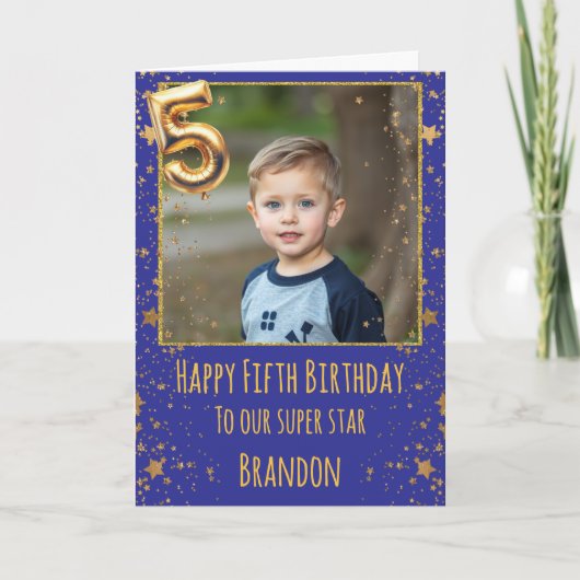 5th Birthday Photo Card Kaart (Voorkant)