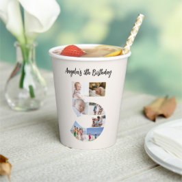 5th Birthday Photo Collage Number 5 Paper Cups Papieren Bekers