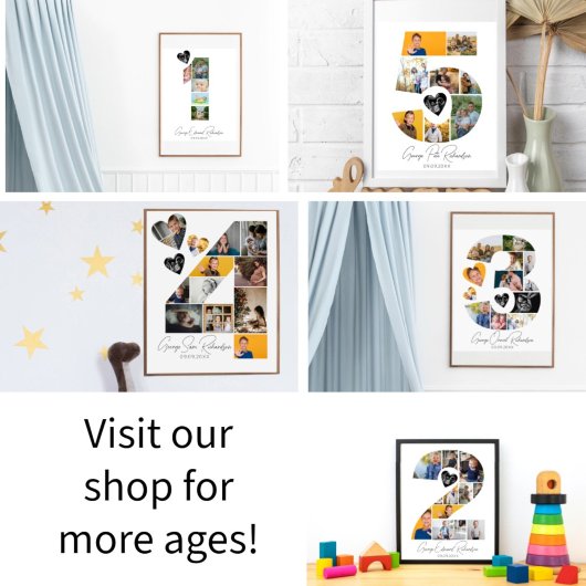 5th Birthday Photo Collage Poster Keepsake