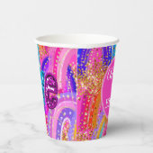 5th Birthday Pink Rainbow Glitter Paper cup Papieren Bekers (Rechts)
