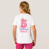 5th Birthday Princess Shirt Pink Crown Design for (Achterkant volledig)