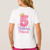5th Birthday Princess Shirt Pink Crown Design for (Achterkant)