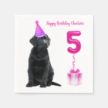 5th Birthday Puppy Theme- Schattige Dog Pink Meisj