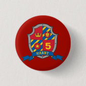 5th Birthday red yellow messghts shield age button (Voorkant)