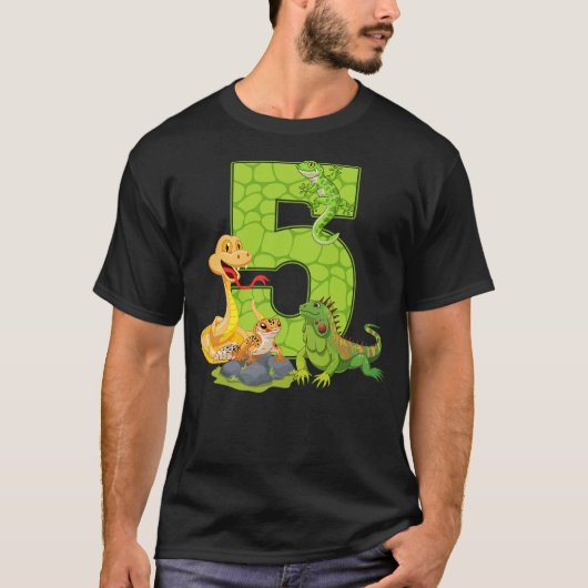 5th Birthday Snake Lizard Reptile 5 Year Old Birth T-shirt (Voorkant)