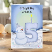 5th Birthday Snowman Snowy Five Kaart