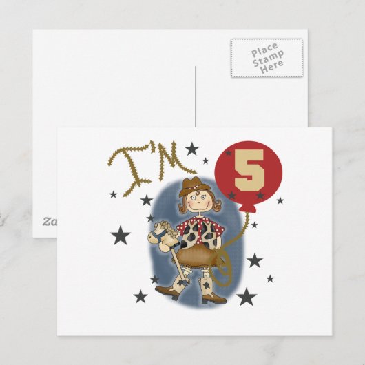 5th Cowgirl Verjaardag Tshirts en geschenken Briefkaart (Voorkant / Achterkant)