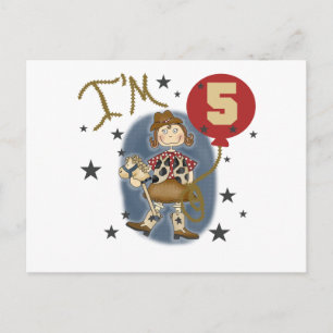 5th Cowgirl Verjaardag Tshirts en geschenken Briefkaart