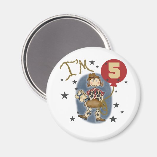 5th Cowgirl Verjaardag Tshirts en geschenken Magneet (Voorkant / Achterkant)