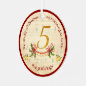 5th Day of Christmas Five Golden Rings Metalen Ornament (Voorkant links)
