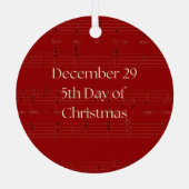 5th Day of Christmas Five Golden Rings Metalen Ornament (Achterkant)