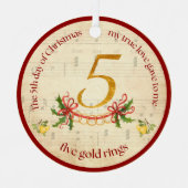 5th Day of Christmas Five Golden Rings Metalen Ornament (Voorkant)