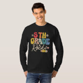 5th Fifth Grade Rocks  Back to School Teacher Stud T-shirt (Voorkant volledig)