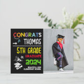 5th Grade Afstuderen Elementary School Foto Kaart (Staand voorkant)