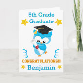 5th Grade Boy Afstuderen Blue Owl Congrats Kaart (Voorkant)