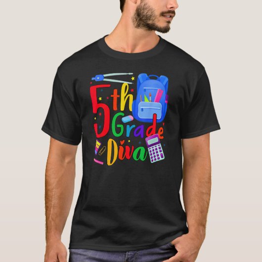 5th Grade Fifth Grader Rocks Back To School Diva T-shirt (Voorkant)