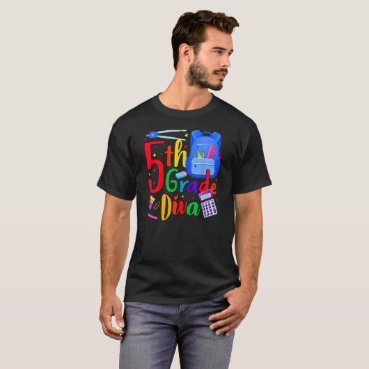 5th Grade Fifth Grader Rocks Back To School Diva T-shirt (Voorkant volledig)