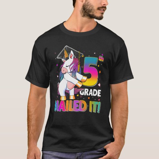 5th Grade Funny Unicorn Graduate Happy Last Day Of T-shirt (Voorkant)