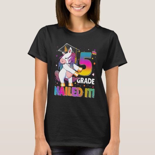 5th Grade Funny Unicorn Graduate Happy Last Day Of T-shirt (Voorkant)