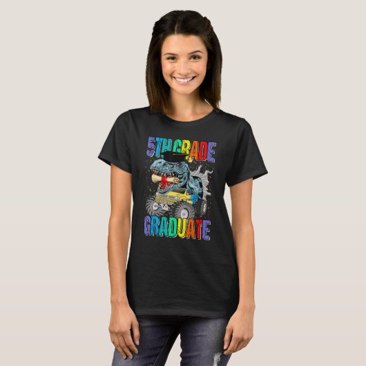 5th Grade Graduate Monster Truck Dinosaur Graduati T-shirt (Voorkant volledig)