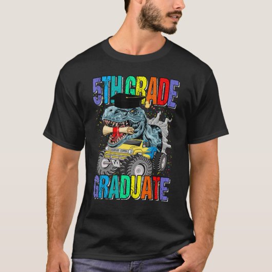 5th Grade Graduate Monster Truck Dinosaur Graduati T-shirt (Voorkant)