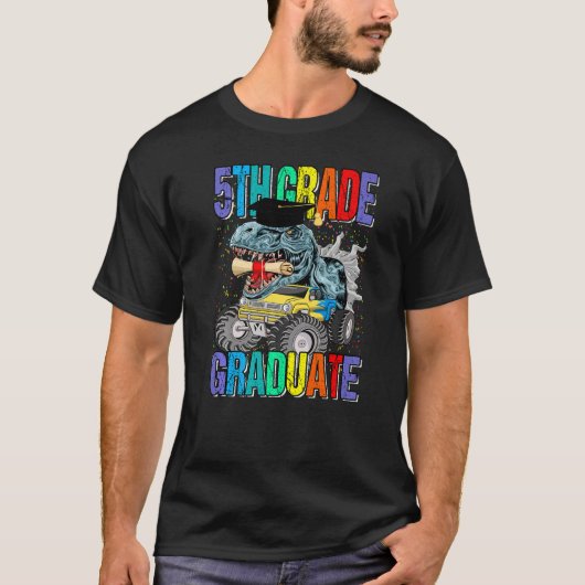 5th Grade Graduate Monster Truck Dinosaur Graduati T-shirt (Voorkant)
