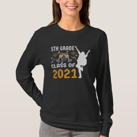 5th Grade Graduation  For Students Girls her 2021 T-shirt (Voorkant)